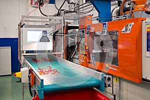 Injection molding machines in a large factory