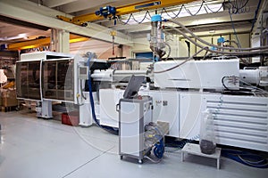 Injection molding machines in a large factory