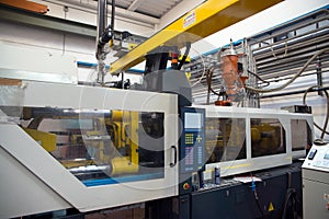 Injection molding machines in a large factory