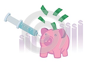 Injection into money piggy bank