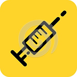 Injection sign. Vaccine syringe icon. Shots. Covid-19 vaccination. Medical clinic. Medicine dose. Piston. Cylinder needle inject.