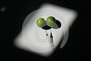 Injection of suspicious substances with a syringe into two limes