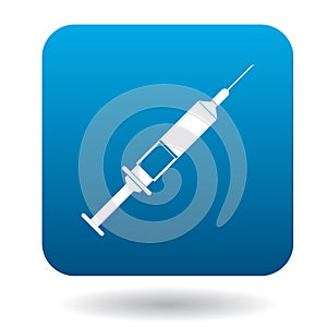 Injection syringe icon, simple style