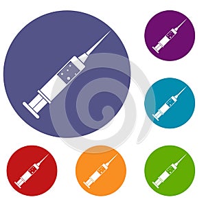 Injection syringe icons set