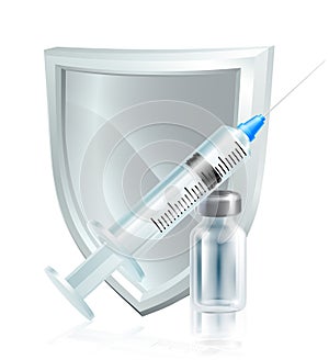 Injection Syringe Vaccine Shield Medical Concept