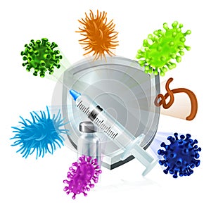 Injection Vaccine Medical Virus Bacteria Shield photo