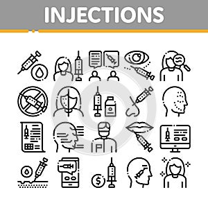 Injections Collection Elements Icons Set Vector