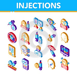 Injections Isometric Elements Icons Set Vector