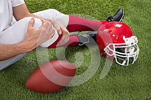 Injured american football player