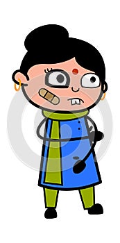 Injured Cartoon Indian Lady