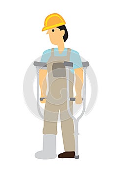 Injured construction worker with a broken leg. Concept of work accident