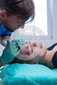 Injured female hospital patient