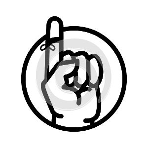 Injured Finger icon in circle - vector iconic design