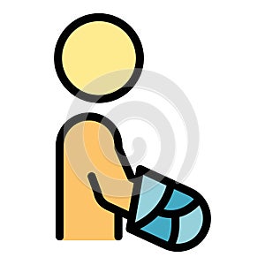 Injured hand icon color outline vector