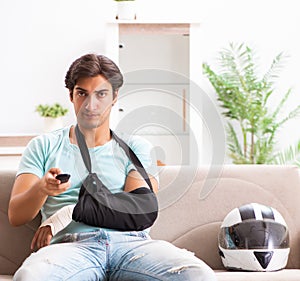 Injured motorbike rider recovering at home