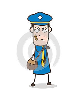 Injured Postman with Bandage on Face Vector