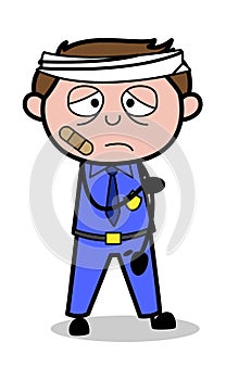 Injured - Retro Cop Policeman Vector Illustration