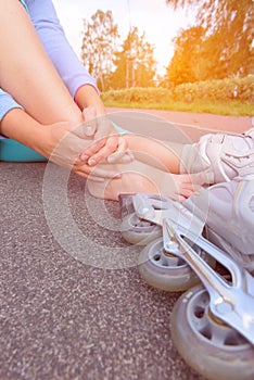 Injured skater with painful leg