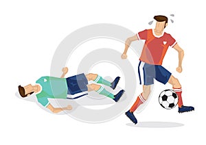 Injured soccer football player. Concept of sport competition