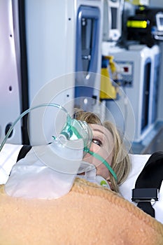 Injured Woman With Oxygen Mask