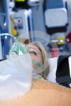 Injured Woman With Oxygen Mask