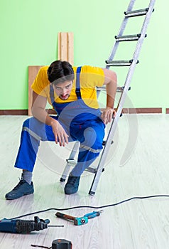 Injured worker at the work site