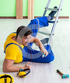 Injured worker at the work site