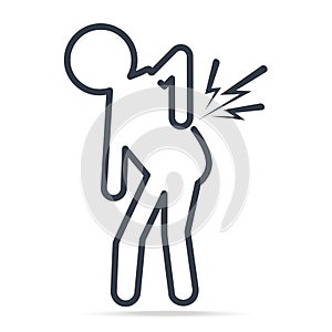 Injury of the back pain icon. Medical concept simple line style