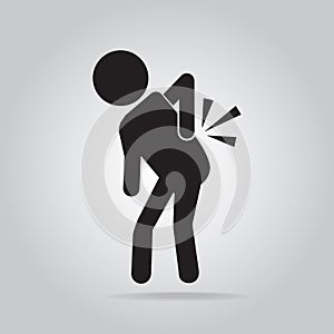 Injury of the back pain icon, medical illustration