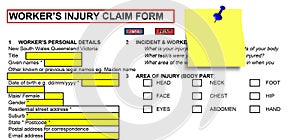 Injury claim form abstract