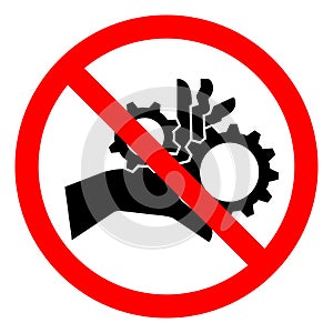 Injury Hazard Hand Entanglement Rotating Gears Symbol Sign, Vector Illustration, Isolate On White Background Label .EPS10