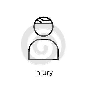 Injury icon. Trendy modern flat linear vector Injury icon on white background from thin line Health and Medical collection