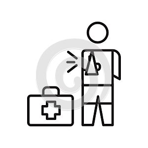 Injury icon vector isolated on white background, Injury sign , sign and symbols in thin linear outline style