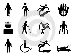 Injury icons set photo