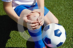 Injury of knee in boy football