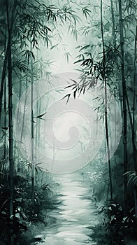Ink Bamboo Forest Path