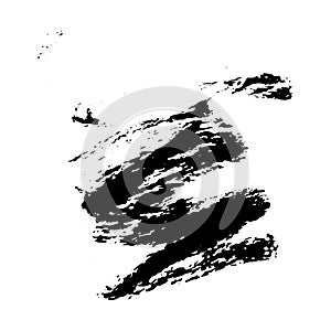 Ink black blot Abstract stain. Isolate on a white background