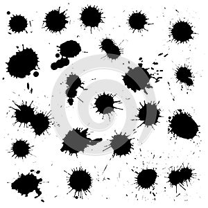 Ink black blot set. Abstract stain. Isolate on a white background
