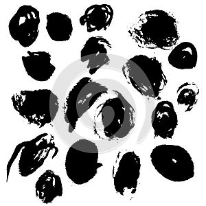 Ink black blot set. Abstract stain. Isolate on a white background
