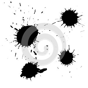 Ink black blot set. Abstract stain. Isolate on a white background