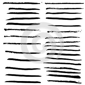 Ink black grunge stripes set. Vector illustration