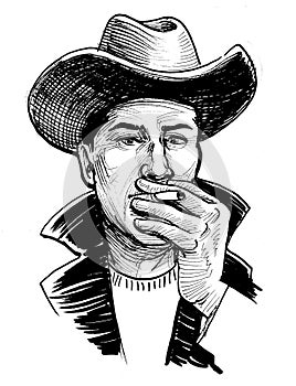 Cowboy smoking cigarette