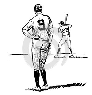 Men playing baseball game