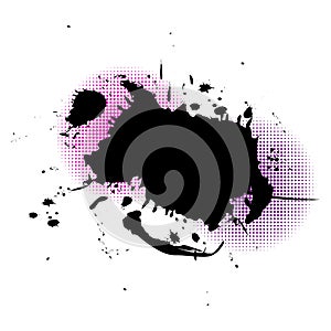 Ink blot. Black watercolor grunge stain. Black splash. Vector illustration