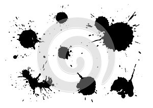 Ink blots isolated on white background