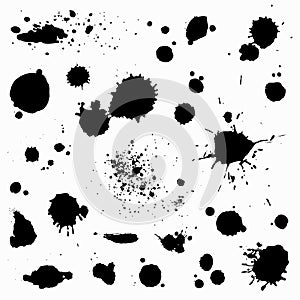 Ink blots and paint splatters. Vector