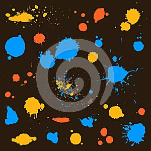 Ink blots and paint splatters. Vector