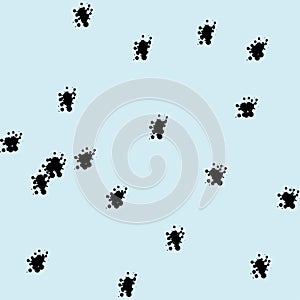 Ink, blots, spots, black, blue background, blue, abstraction, blot