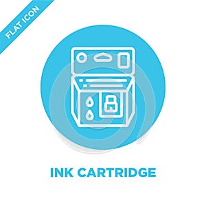ink cartridge icon vector from stationery collection. Thin line ink cartridge outline icon vector  illustration. Linear symbol for