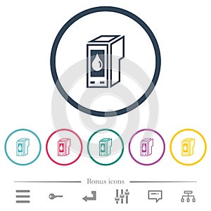 Ink cartridge outline flat color icons in round outlines